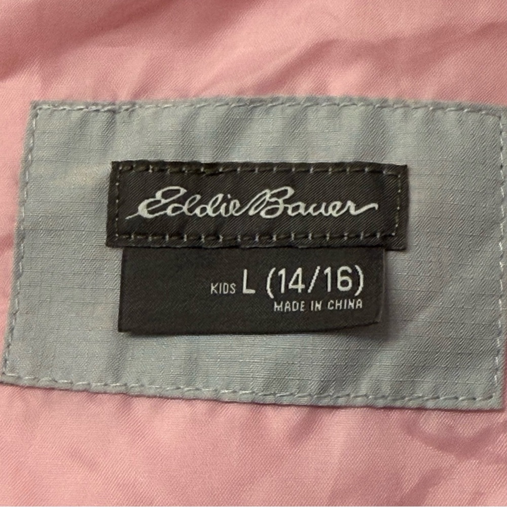 Eddie Bauer Kids-Eddie Bauer Girls's Hooded Lightweight Jacket, Pink/Gray, Sz L - Picture 3 of 7